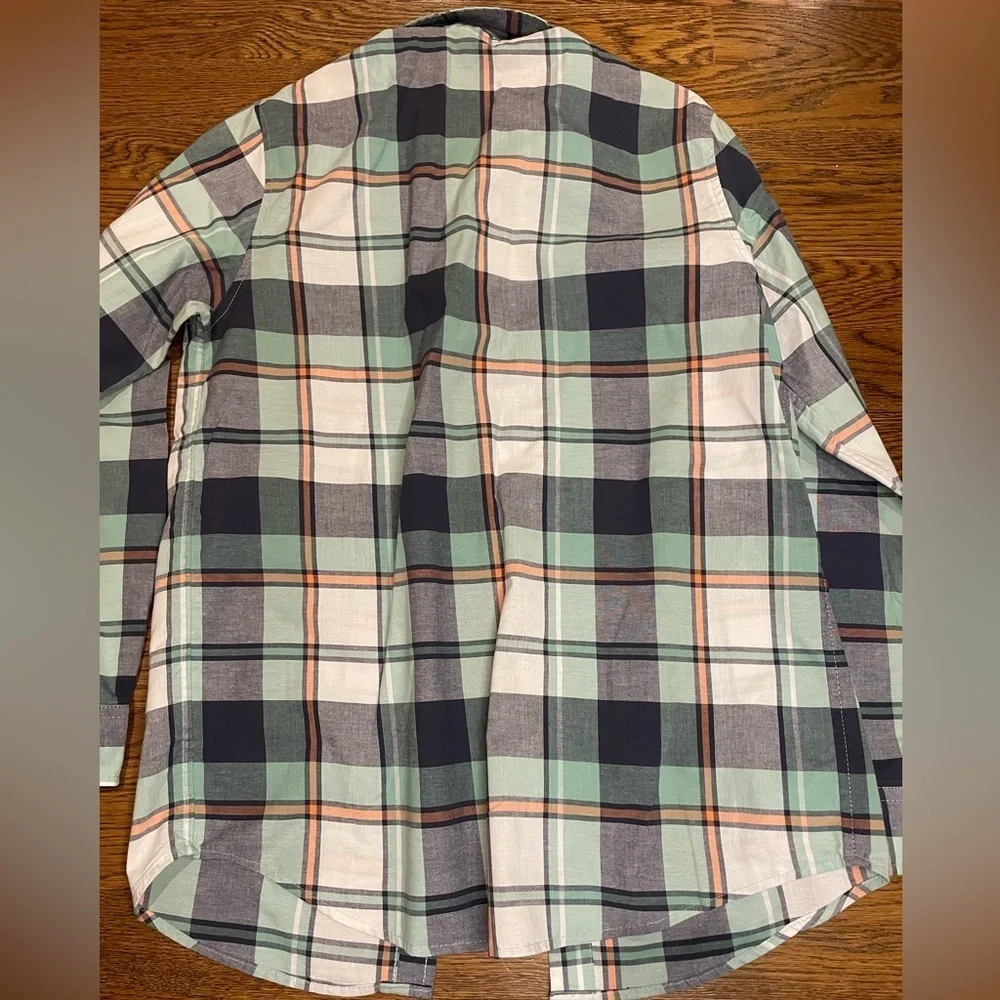 Boy Cat And Jack Plaid Long Sleeve Button Up Collared Shirt 12- 14 Large
